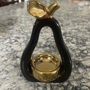 Single Tea Light Holder Stunning Black & Gold Pear Stunning Home